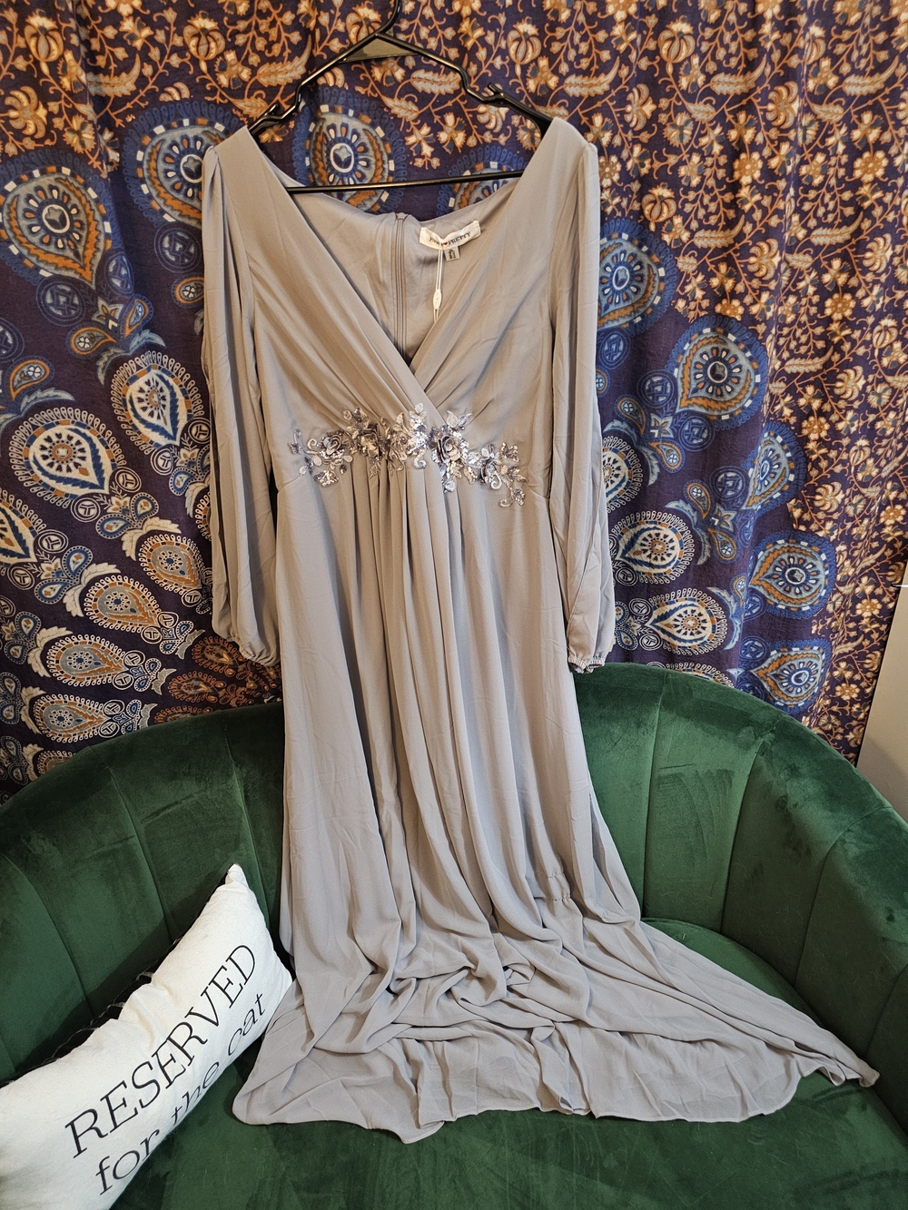 Ever Pretty Taupe Embellished V-Neck Maxi Dress NEVER WORN